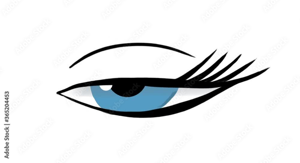 Animated blinking female eye in cartoon style. Seamless loop animation Animated blinking female eye in cartoon style. Seamless loop animation