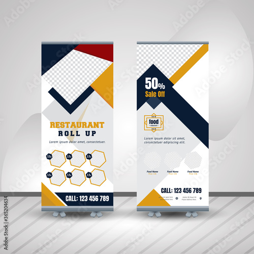 Food roll up banner design for restaurant
