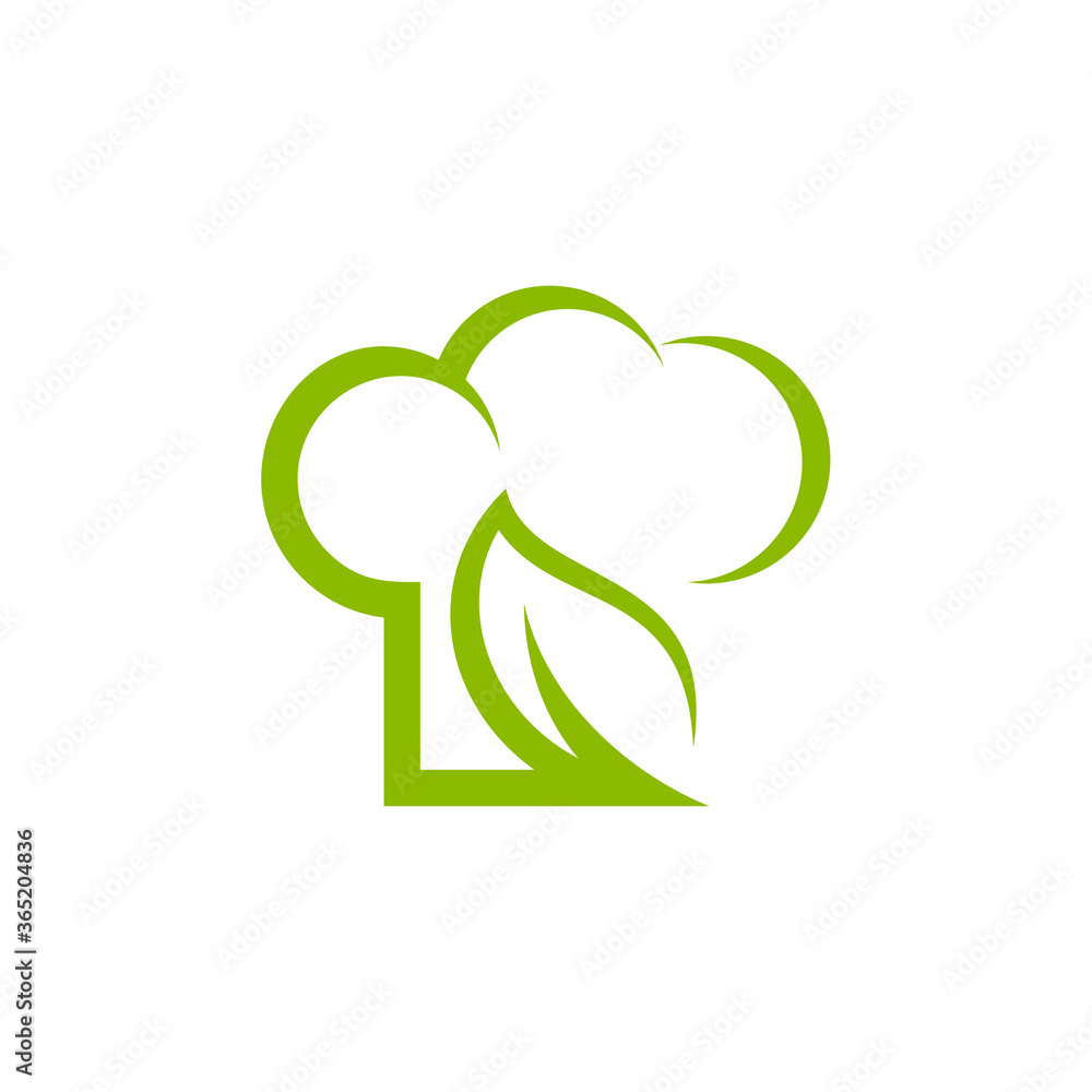 Chef Hat with Leaf Logo Design Template Vector, Icon Symbol, Creative Design Concepts Chef Hat with Leaf Logo Design Template Vector, Icon Symbol, Creative Design Concepts