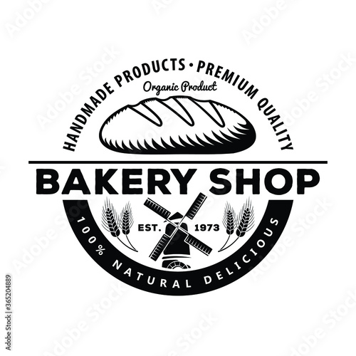 Bakery shop logo design template. Vector illustration