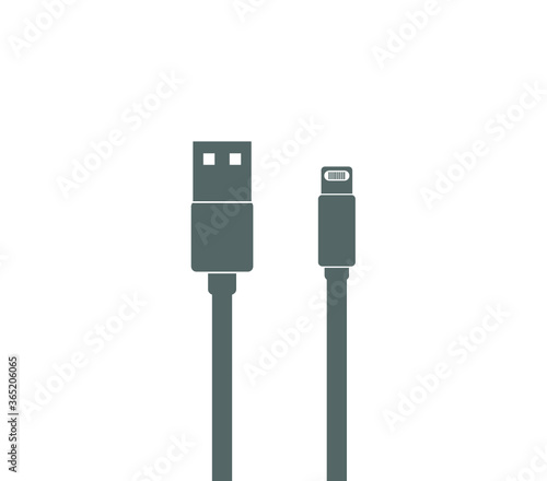 Usb cable icon. Phone charger icon. Charger icon. 