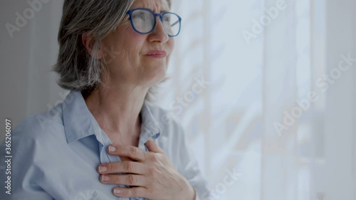 Wallpaper Mural Mature woman hardly breathing and feeling pain in chest, heart attack, emergency Torontodigital.ca