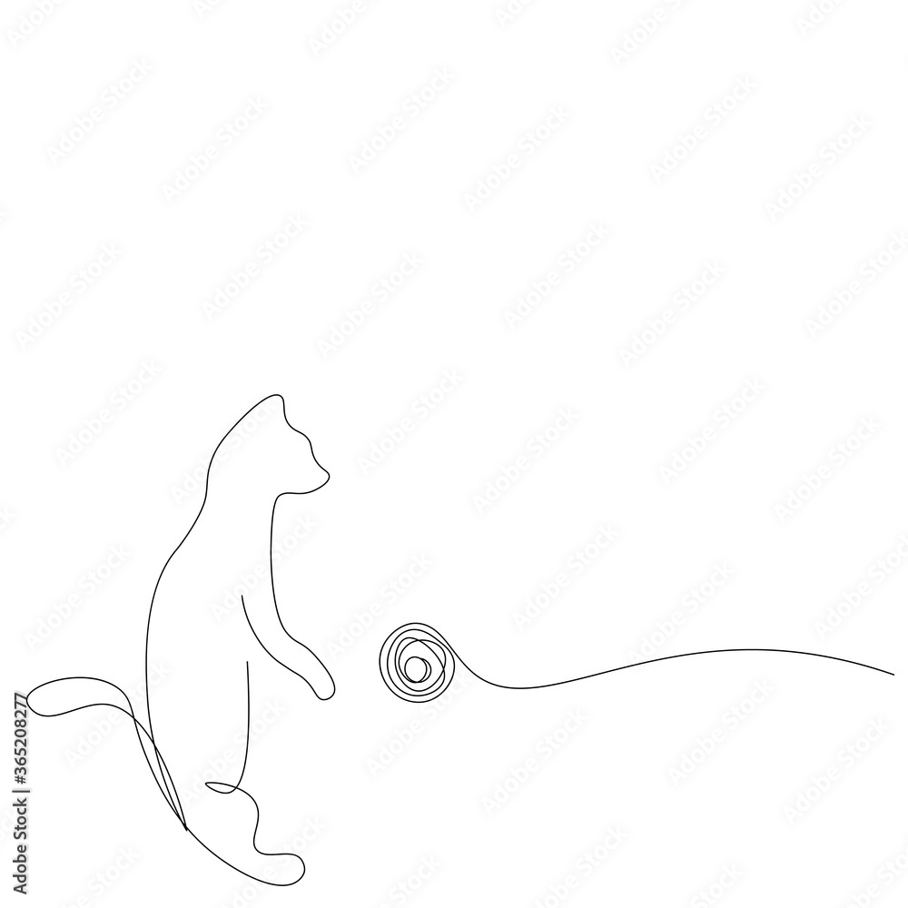 Cat play with ball. Cute animal vector illustration Cat play with ball. Cute animal vector illustration