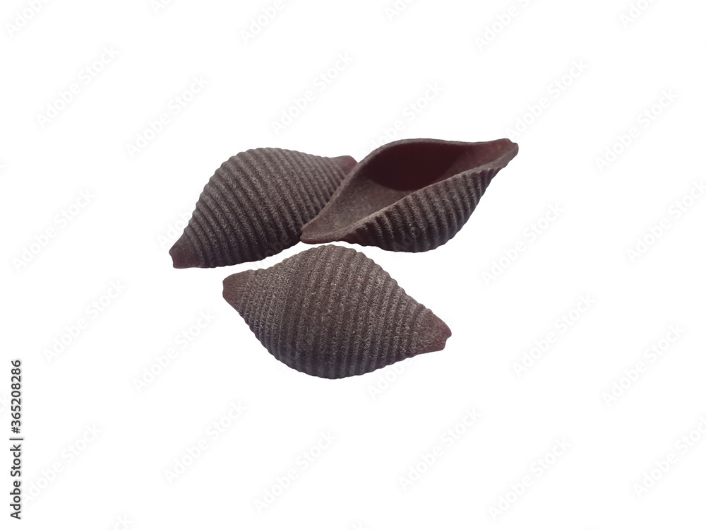 Violet macaroni on a white background. Isolated pasta. Violet macaroni on a white background. Isolated pasta.