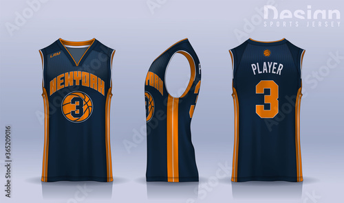 Basketball tank top design template, Sport jersey mockup. uniform front and back view.
