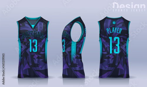 Basketball tank top design template, Sport jersey mockup. uniform front and back view.