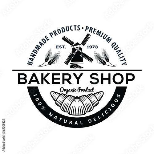 Bakery shop logo design template. Vector illustration
