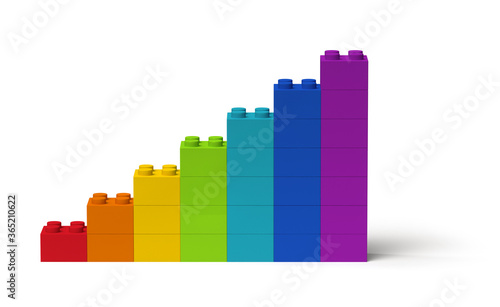 Colorful bar chart 3d diagram showing steady growth