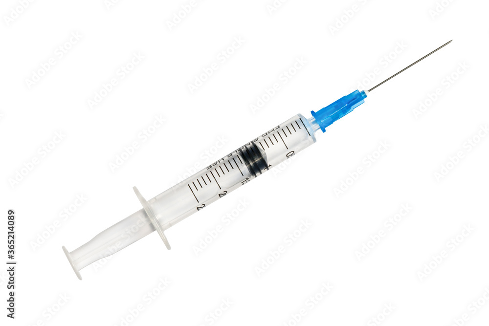 Thin medical syringe isolated on white. Thin medical syringe isolated on white.