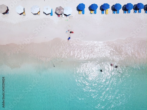 Caribbean Beach and Sea: Aerial Drone View of the Turquoise Ocean and White Sand at Pebbles Beach in Carlisle Bay, Barbados