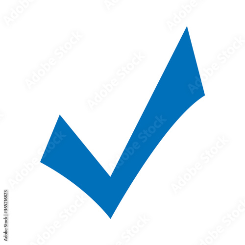 Check mark vector icon. Blue tick icon isolated on white background. Flat check mark sign for web site, app, label, logo and design template. Vector illustration