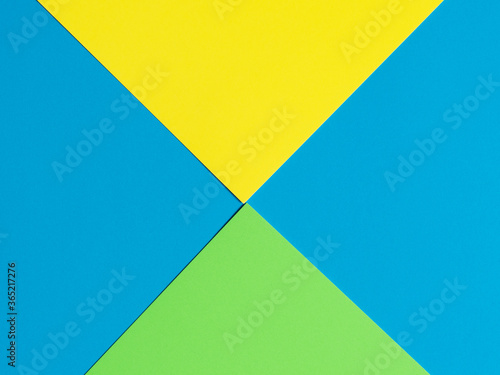 blue green yellow paper background. . Geometric figures, shapes. Abstract geometric flat composition