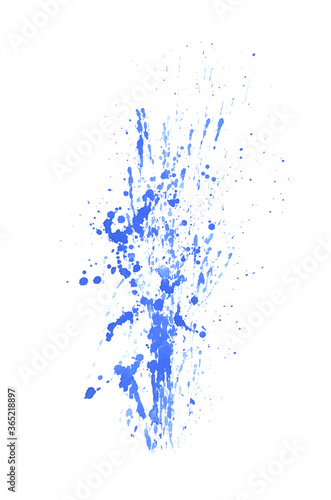 Bilde på lerret Watercolor ultramarine spot with splashes of paint isolated on a white background