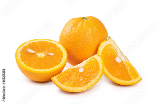 Beautiful common orange isolated on white background  clipping path  cut out  close up.