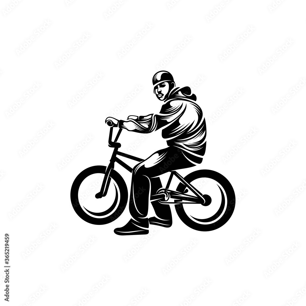 Fototapeta premium BMX Rider design vector template, illustration, silhouette
