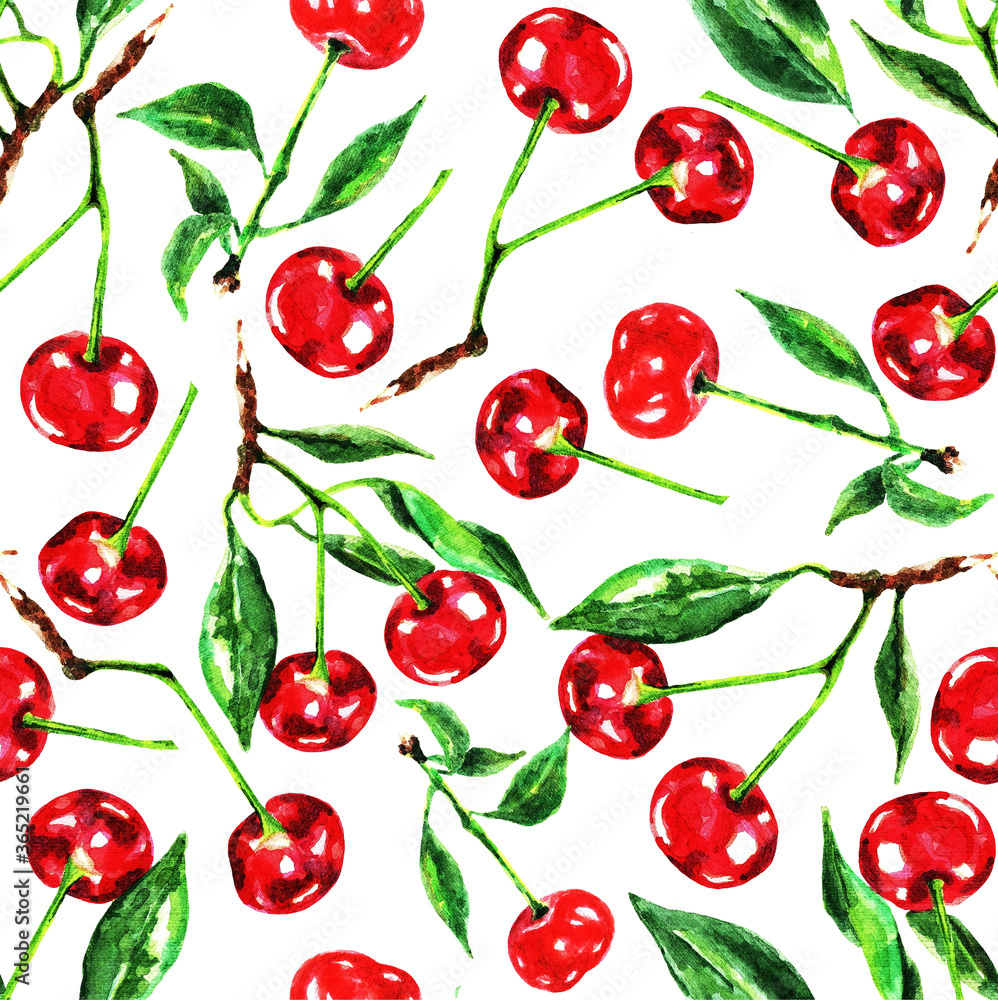 Cherry seamless watercolor pattern Cherry seamless watercolor pattern