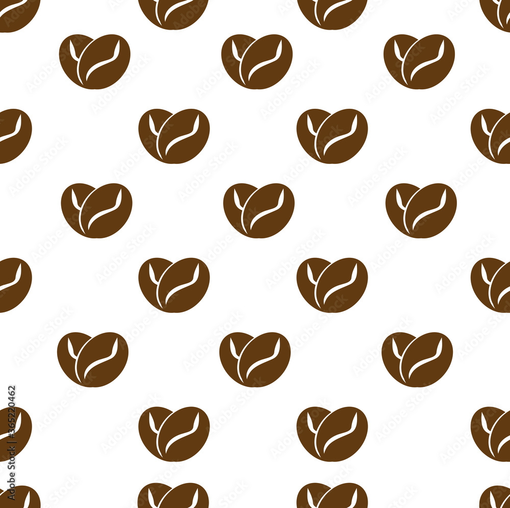 Obraz premium Brown Beans Coffee Love seamless pattern