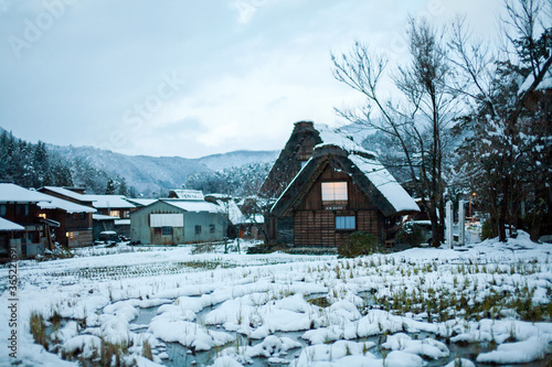 Shirakawa-go in winter season, UNESCO World Heritage Site, Japan © maodoltee
