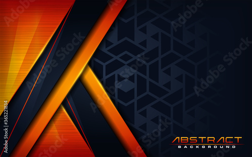 Modern dark navy with futuristic orange lines color combination.