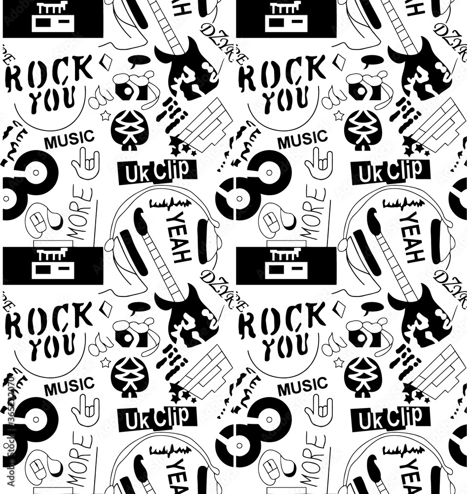 seamless pattern with black and white icons. Seamless clip art pattern seamless pattern with black and white icons. Seamless clip art pattern