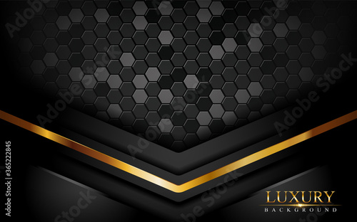 Luxury dark background with golden lines composition. Graphic design element.