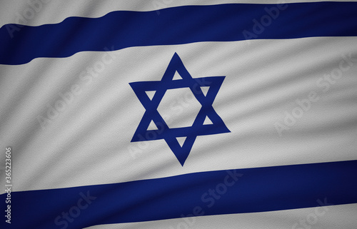 Israel Union Flag, Wavy Fabric Flag, 3D Render