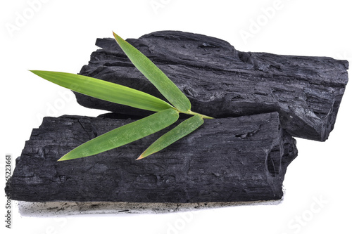 Bamboo charcoal isolated on white background.