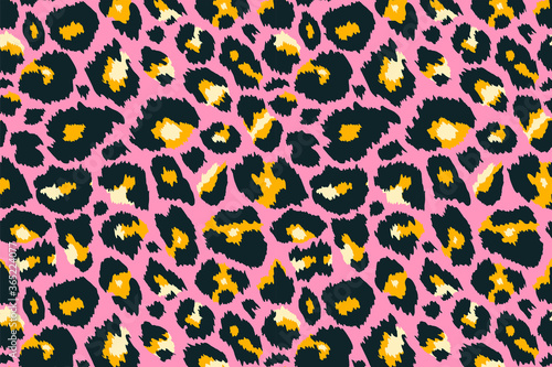 Trendy leopard pattern background. Hand drawn abstract wild animal cheetah skin pink texture for fashion print design, wallpaper, cover, banner. Vector illustration