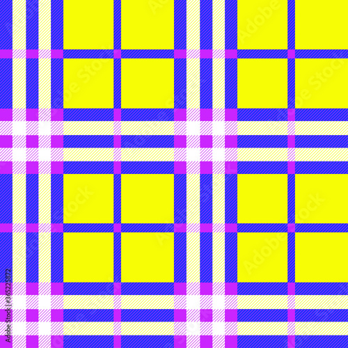 Abstract geometrical checks pattern with stripes and yellow background. blue and white squares background