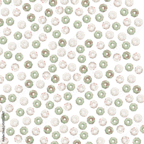 Christmas meringue candies, sweets, white and green christmas candies. background, christmas theme, wrapping paper, holidays, pattern design, candy cane, trendy colors