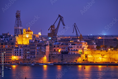 The night view of Senglea, Valletta, Malta