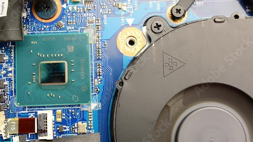dusty fan inside the laptop during servicing