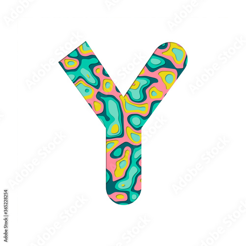 Wallpaper Mural Paper cut out letter Y. Multilayer paper efferct isolated on white background. Colorful character font alphabet letters. Decoration element for design for birthday or greetings and t-shirt. Torontodigital.ca