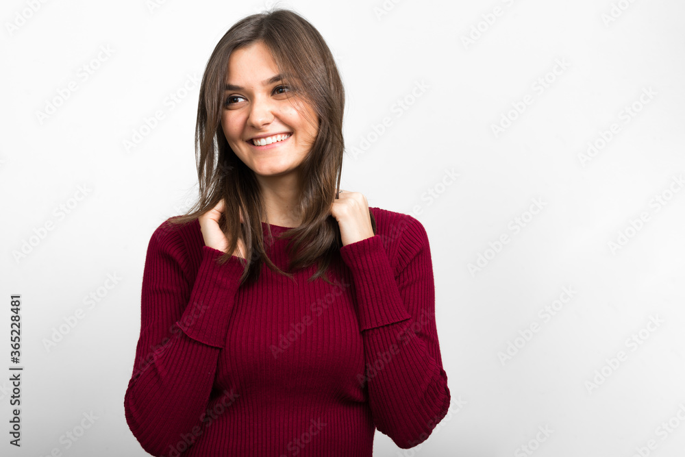 Portrait of young beautiful woman with brown hair Portrait of young beautiful woman with brown hair