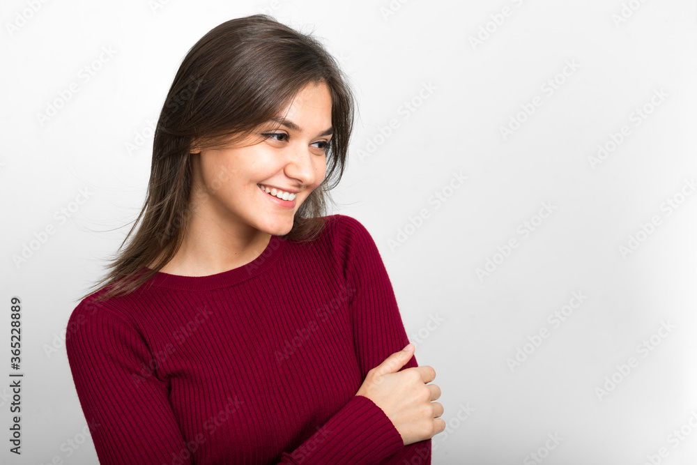 Portrait of young beautiful woman with brown hair Portrait of young beautiful woman with brown hair