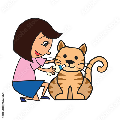 animal care concept, love, caring and affection to the animal cartoon. vector illustration