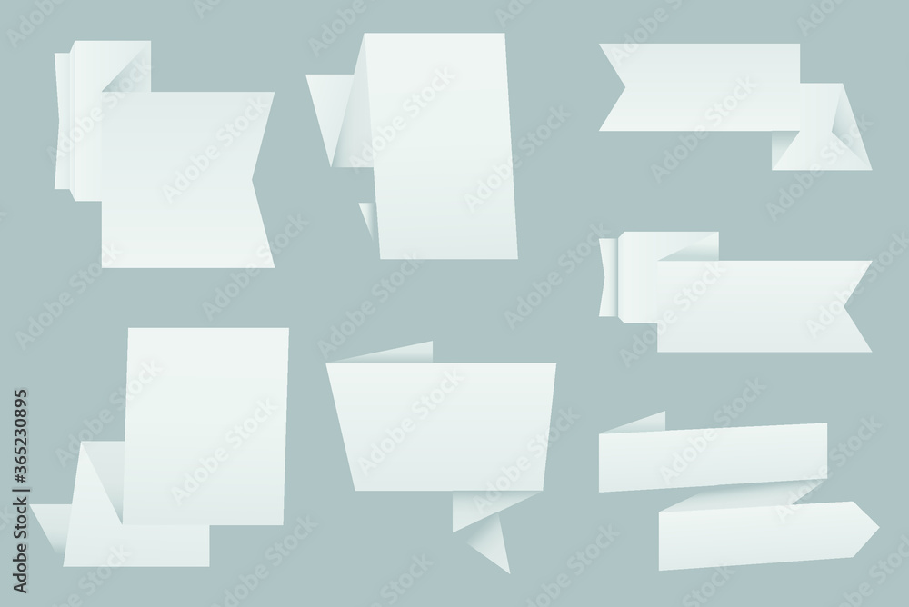 White origami paper banners. White origami paper banners.