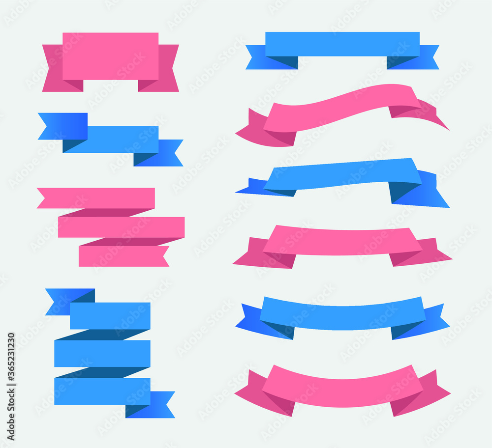 Set of Pink and Blue Ribbons