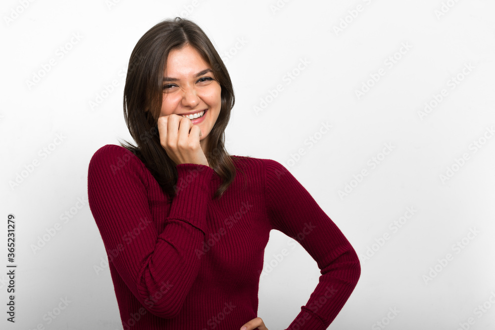 Portrait of young beautiful woman with brown hair Portrait of young beautiful woman with brown hair