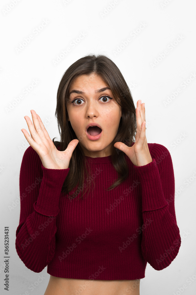 Portrait of young beautiful woman with brown hair