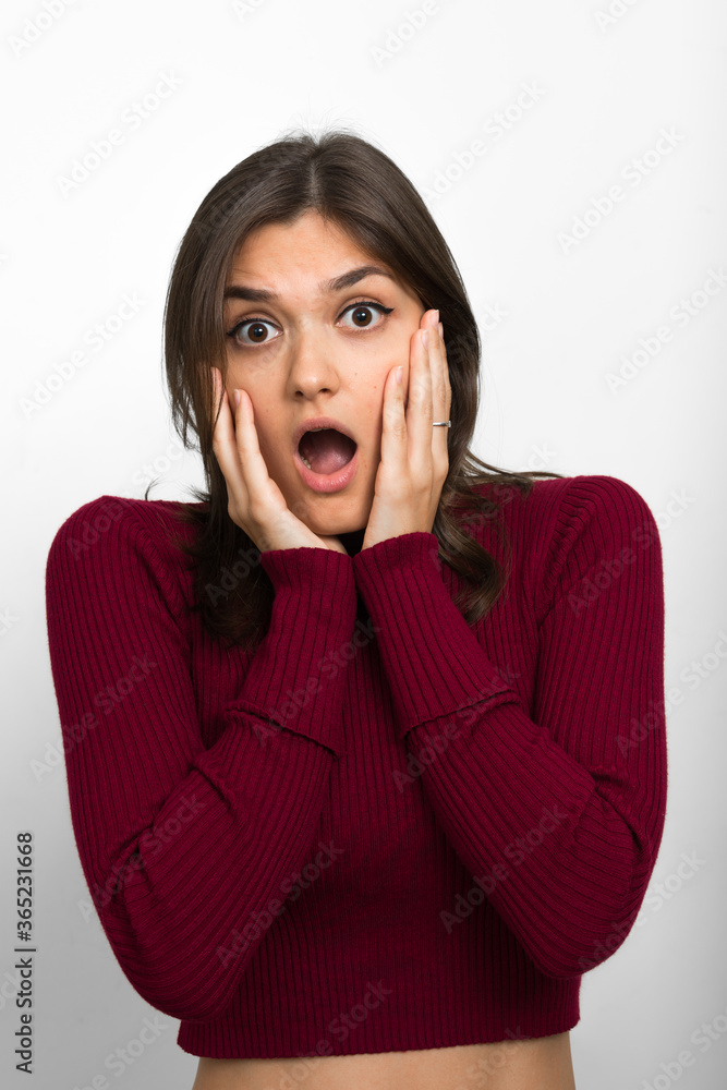 Portrait of young beautiful woman with brown hair Portrait of young beautiful woman with brown hair