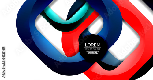 Square geometric vector abstract background, dynamic modern minimal template. Multicolored square shapes with round corners overlapping each other