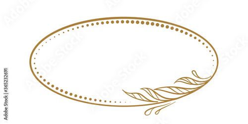Vector horizontal oval dotted frame with floral decoration