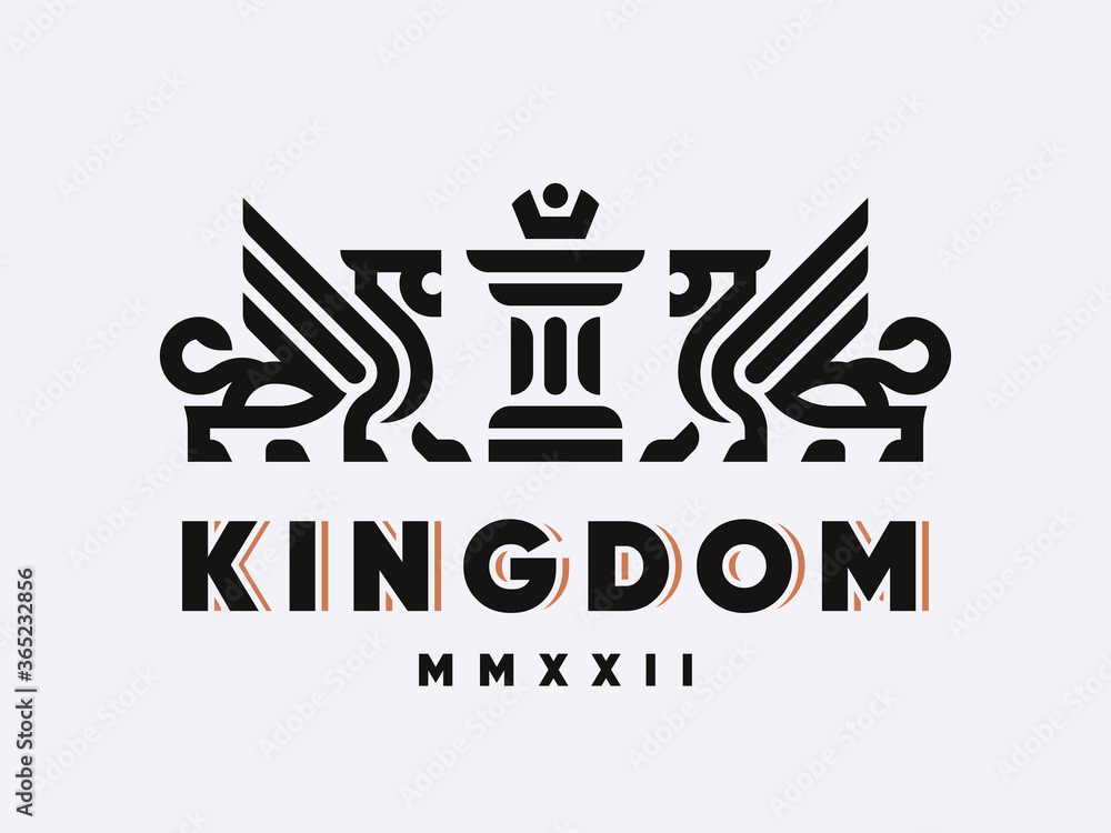Winged lion modern logo. Heraldic griffin emblem design editable for your business. Vector illustration. Winged lion modern logo. Heraldic griffin emblem design editable for your business. Vector illustration.