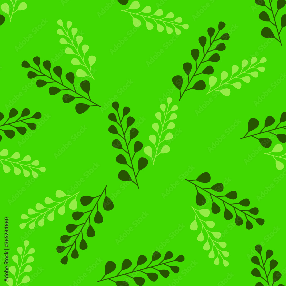 Green seamless pattern with green twigs of two shades Green seamless pattern with green twigs of two shades