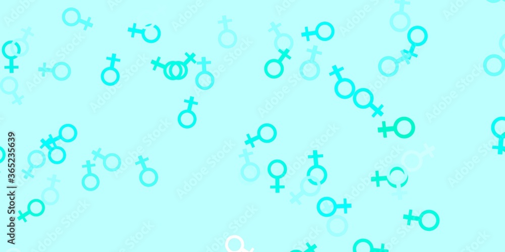 Light Green vector backdrop with woman's power symbols.