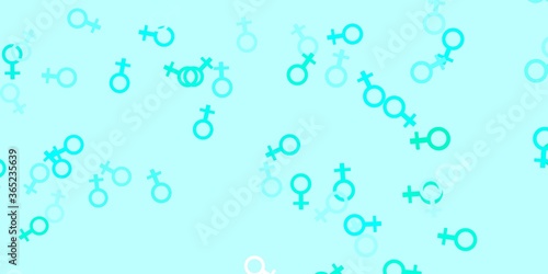 Light Green vector backdrop with woman's power symbols.