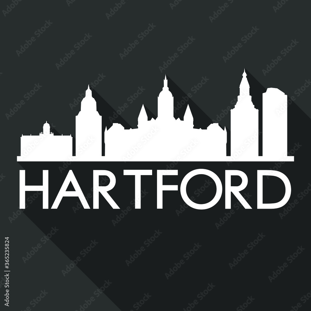 Hartford Flat Icon Skyline Silhouette Design City Vector Art Famous Buildings.