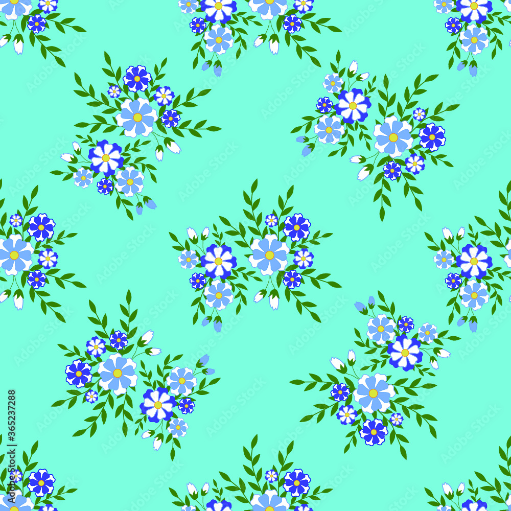Blue floral seamless pattern