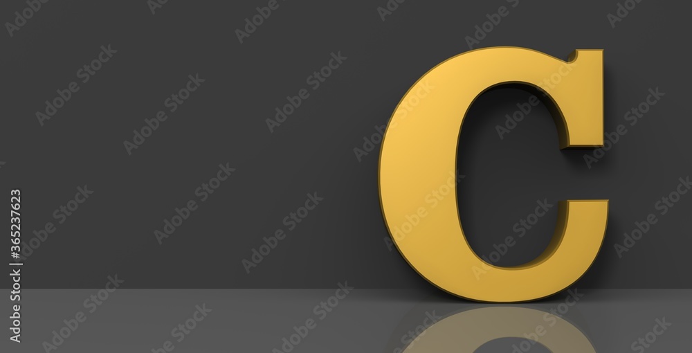 C letter golden sign 3d capital alphabet letter C letter golden sign 3d capital alphabet letter